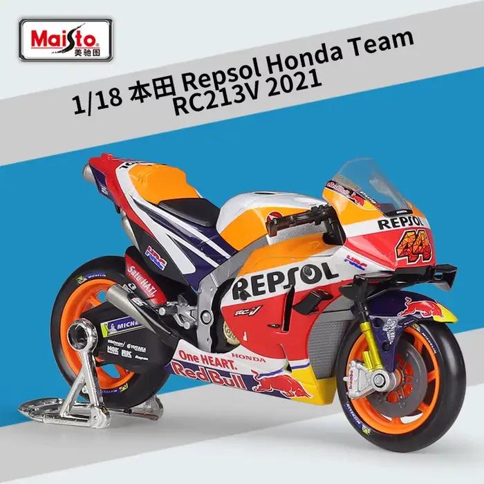 Maisto 1:18 Honda Rc213v Voiture de course 2021 moto Gp # 44 # Modèle de moto en alliage d'imitation