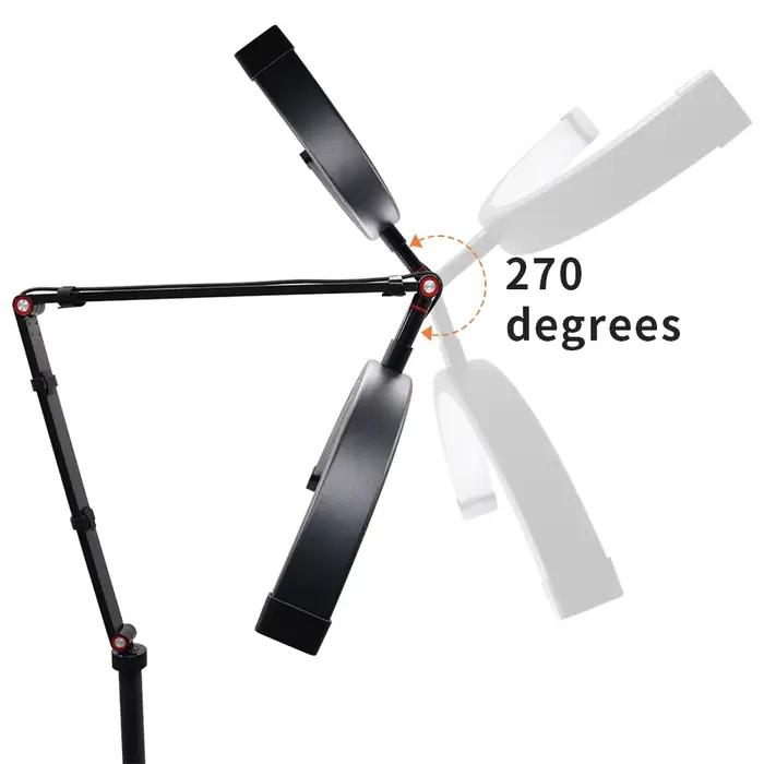 16 pouces LED demi-lune cils lumière température 3000 K-6000 K sol LED anneau lampe pour beauté du v