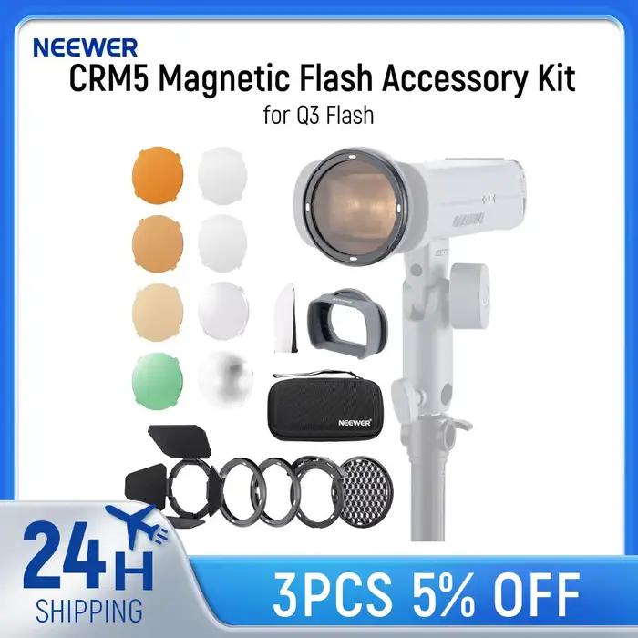 NEEWER CRM5 Kit d'accessoires de Flash magnétique pour adaptateur de tête carrée à ronde Flash Q3 av