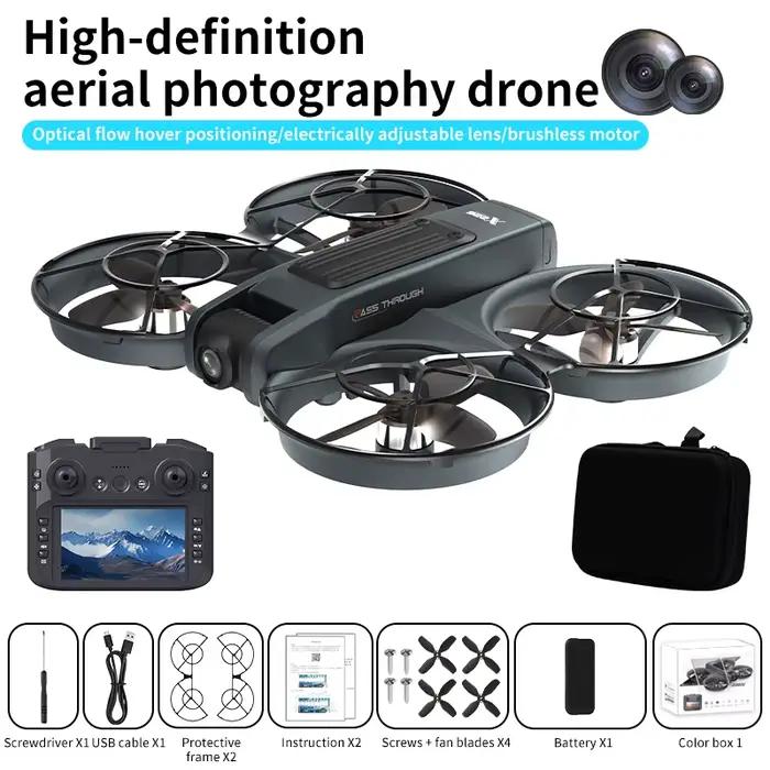 Drone VR de grande taille avec caméra 4K HD grand angle, WiFi FPV, hélicoptère RC avec grand écran, 