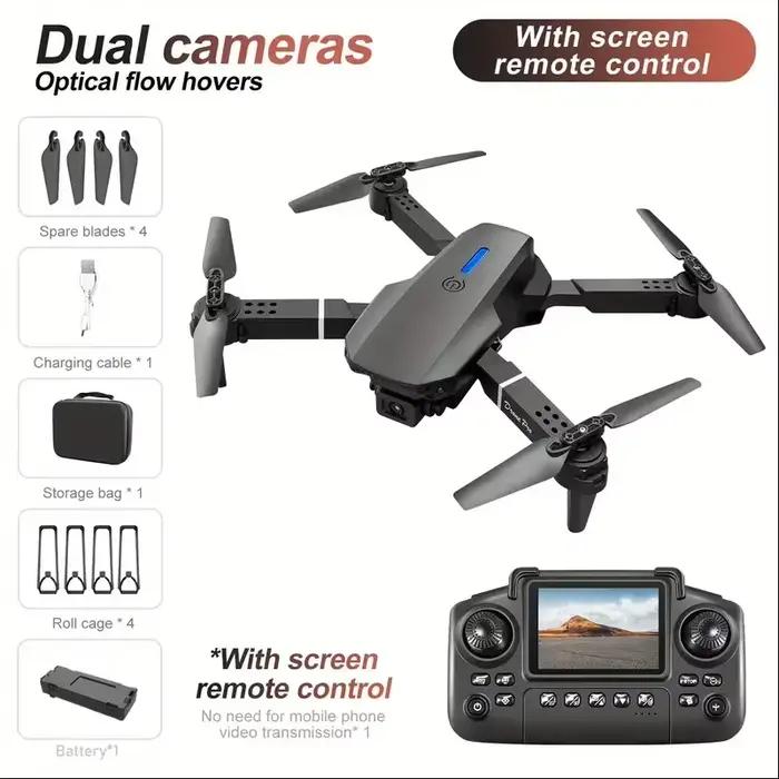 2025 E88 Drone HD double caméra, contrôle d'écran aucun téléphone nécessaire, décollage/retour à une