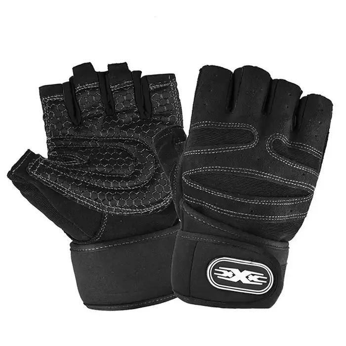 Gants d'entraînement pour hommes et femmes, demi-doigt avec bracelet de poignet pour le Sport, l'hal