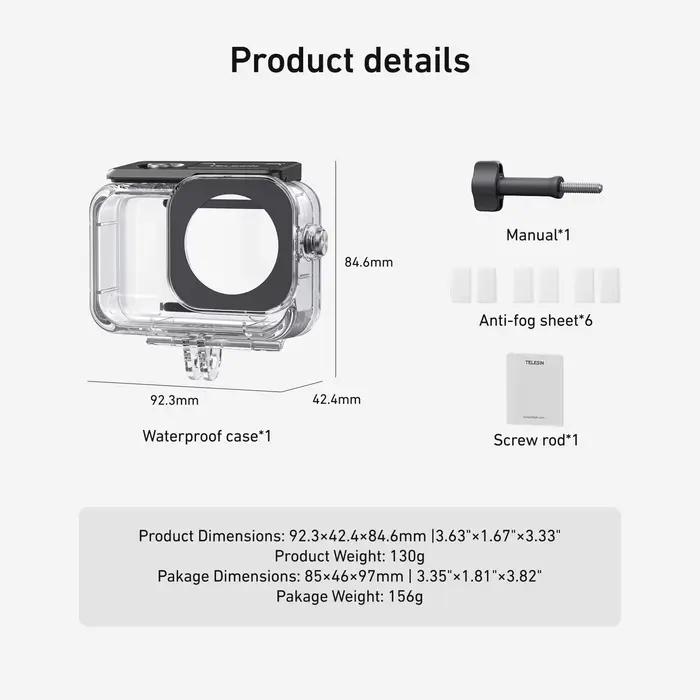 TELESIN boîtier étanche pour DJI OSMO Action 6 sous-marin 60M couvercle de boîtier de plongée avec f