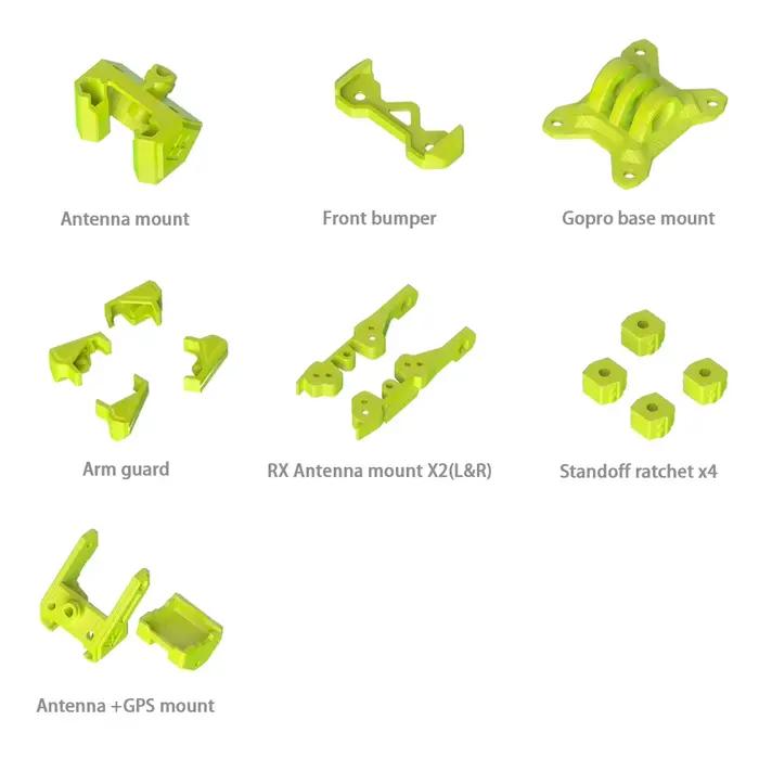 Kit de pièces en TPU O3 pour cadre Volador II 5-6 pouces imprimé en 3D par FlyFishRC, compatible ave