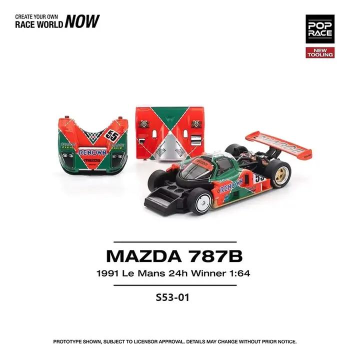 POP RACE 1:64 ornement de supercar simulé Mazda 787B-91 Le Mans championnat course alliage modèle Co