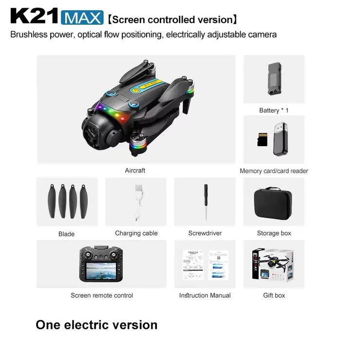 Nouveau Drone K21 MAX professionnel, caméra aérienne 4K FPV pour éviter les obstacles avec grand écr
