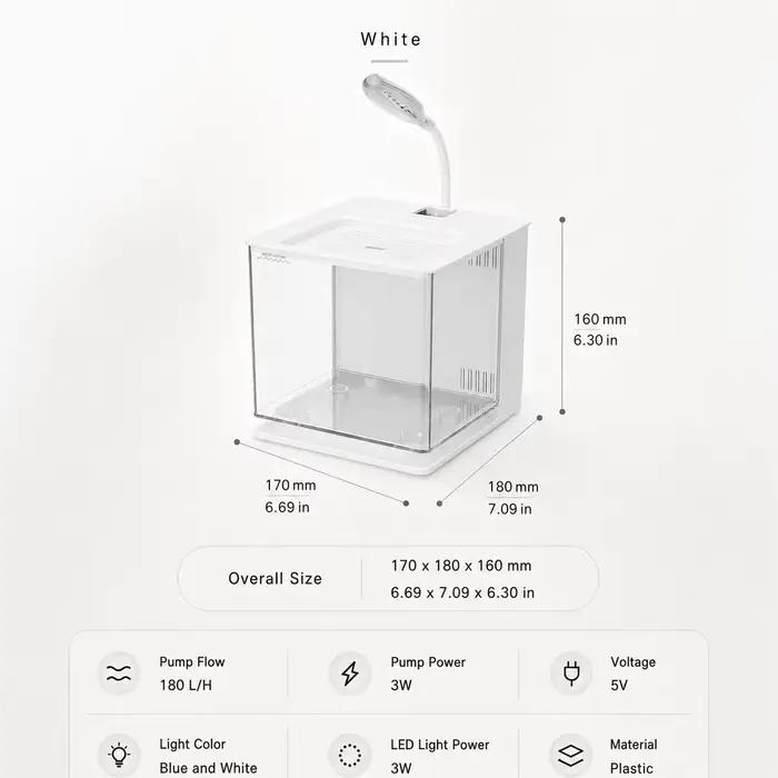Kit de démarrage d'aquarium de bureau KSY Aquatics avec lumière LED et pompe à eau, mini aquarium co