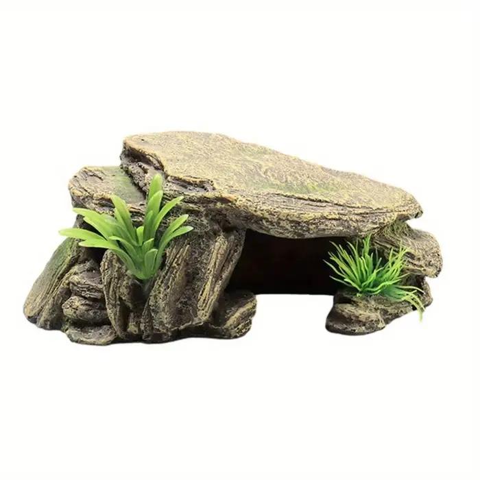 Décoration de réservoir de tortue d'aquarium, 1 pièce, terrasse, abri artificiel, ornement, Reptile,