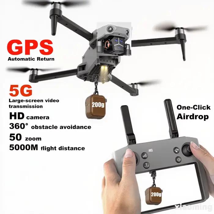 Drone GPS 4K caméra HD professionnelle pêche goutte d'air 5G 50 Zoom longue durée de mouche sans bro