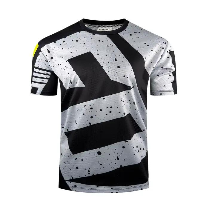 Maillot de vélo de montagne rouge et noir pour hommes, haut de course VTT léger, respirant et à séch