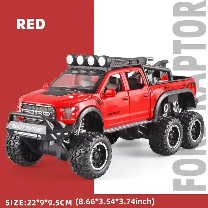 Modèles de voitures tout-terrain Raptor F150 1:28, jouets en alliage moulé sous pression avec son et