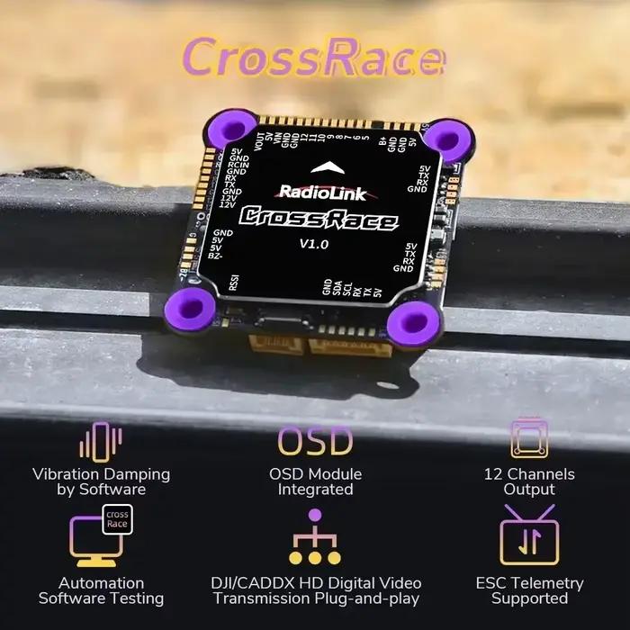 Contrôleur de vol RC HobbyFly CrossRace 12CH OSD 4-en-1 ESC Plug-and-play pour drone de course FPV m