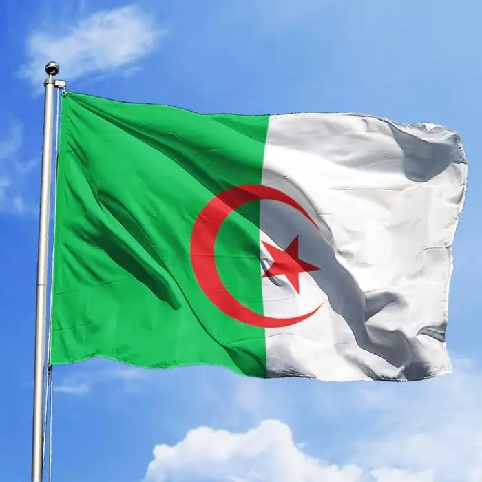 Drapeau national algérien 90x150cm Polyester pour défilés/bureau/décor extérieur - Anti-décoloration