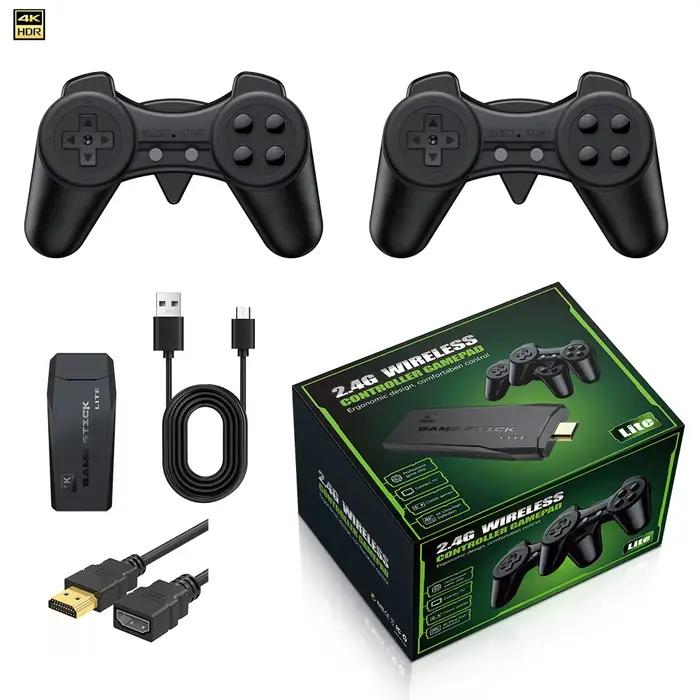 Console de jeu rétro portable 4K avec 2 manettes sans fil, jeu à deux joueurs, plug & play pour TV, 