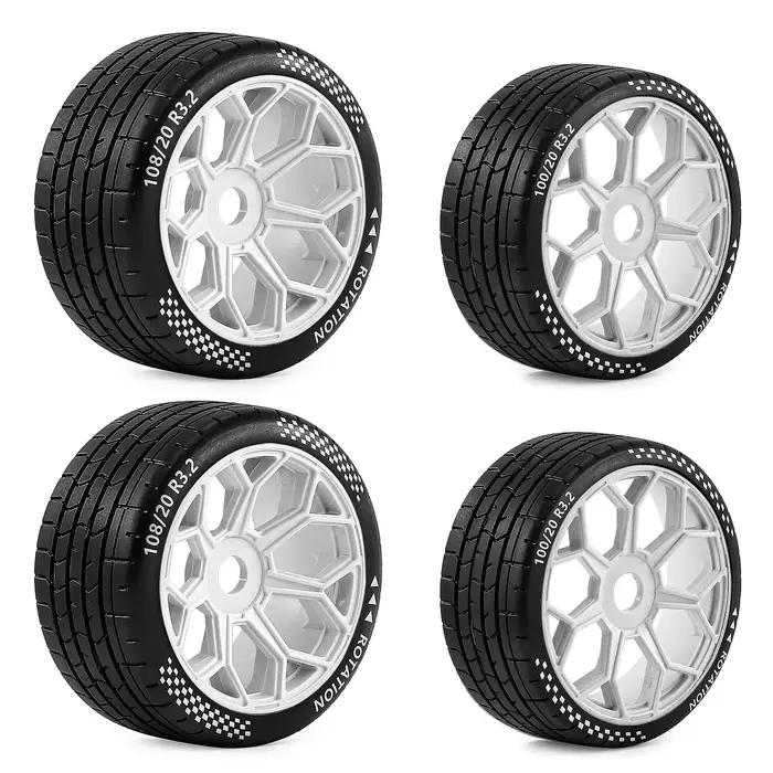 Jeu de pneus RC staggered 2 pièces avant 2 pièces arrière pour 1/7 ARRMA Felony Infraction 6S RWD, c