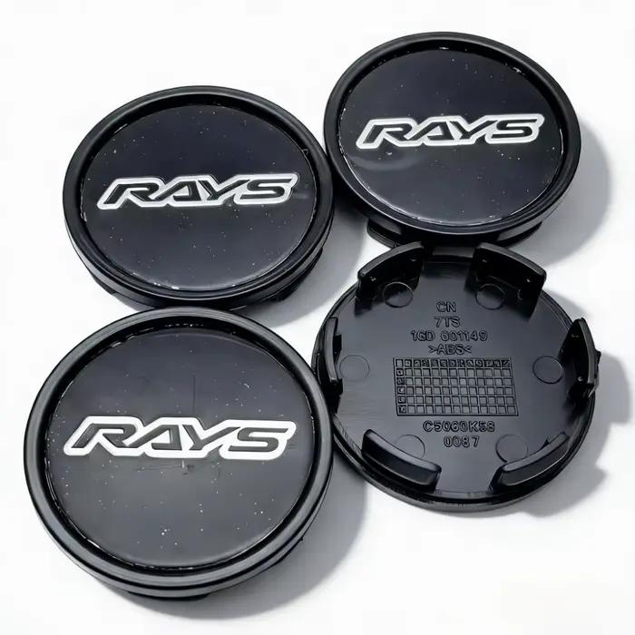 4 pièces Cache-moyeux de roue de voiture avec emblème Rays Racing, clips 58MM, capuchons de jante 53