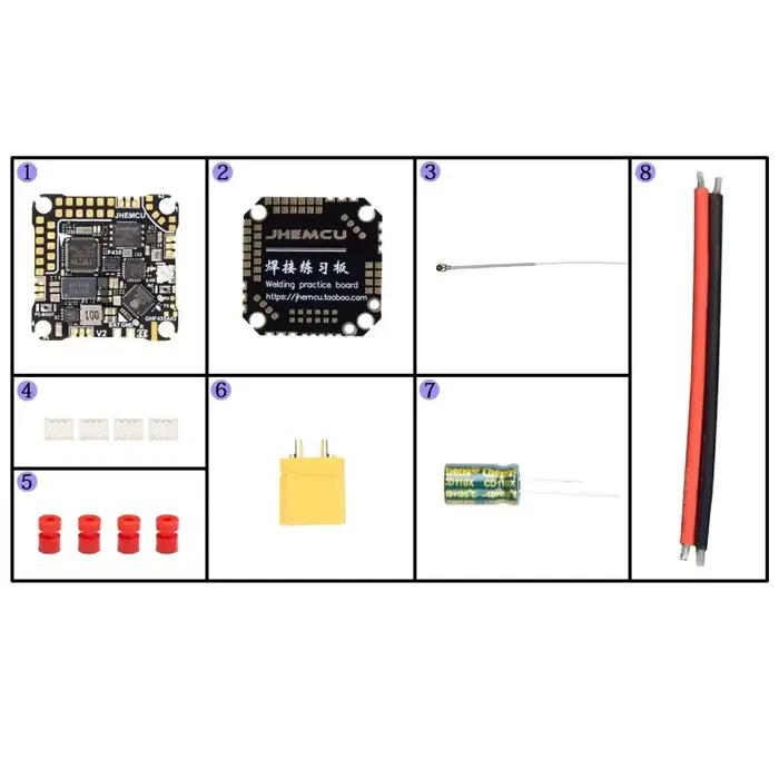 Contrôleur de vol JHEMCU GHF435AIO V2 20A AIO, 2-4S avec OSD Baro Blackbox et ELRS 2.4G intégré pour
