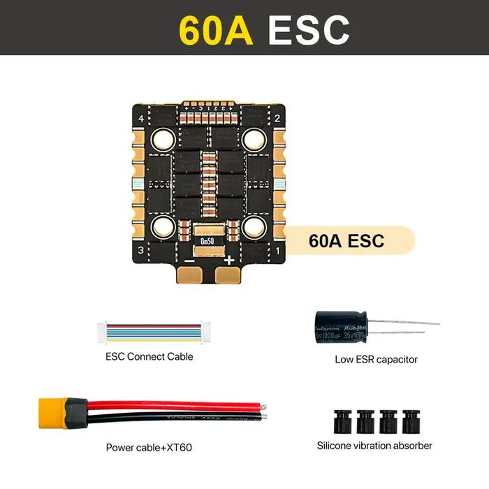9IMOD F722 Mini pile de vol F722 FC 60A ESC 3-8S 20x20mm avec gyroscope pour Drone de course RC FPV