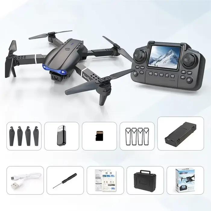 Drone aérien E99 PRO avec contrôle d'écran, avion télécommandé à double caméra haute définition, qua