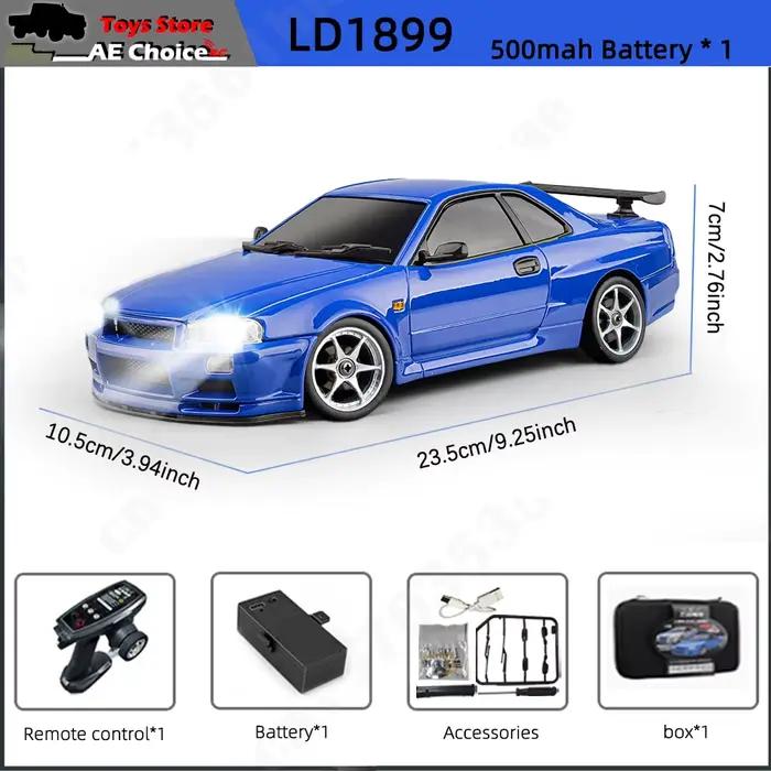 LDR/C LD1899 1/18 RC Drift Car GTR R34 2.4GHz RWD avec Gyroscope sur route en alliage carrosserie vo