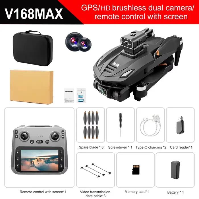 Nouveau Drone V168 2026 GPS 8K Professionnel HD Double Caméras 5G WIFI Brushless 360 °   Jouets quad