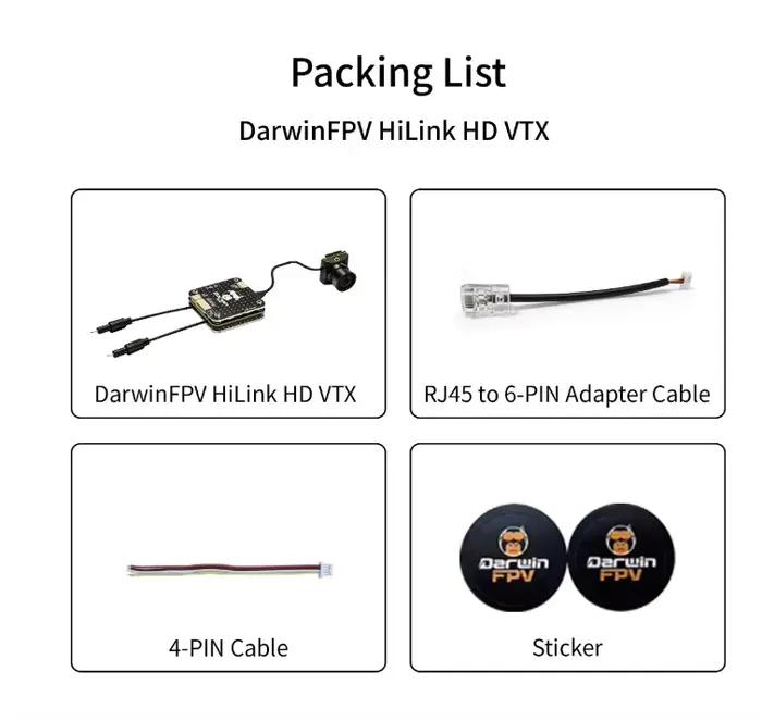 DarwinFPV NOUVEAU HiLink HD VTX 1080P/90FPS,~50ms Latency 160 °   FOV 1/1.8" IMX415 Plug & Play pour