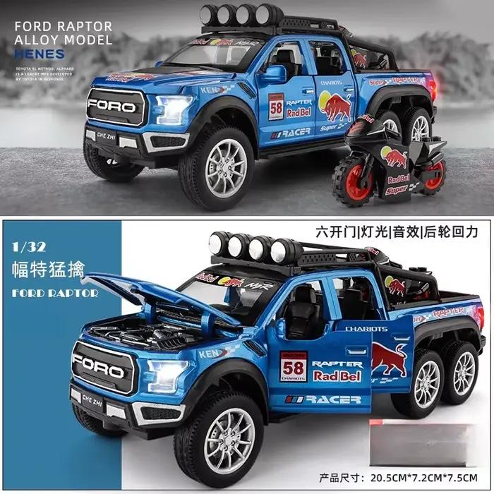 Modèle de camionnette tout-terrain Raptor F150 1:32 en alliage métallique moulé sous pression, décor