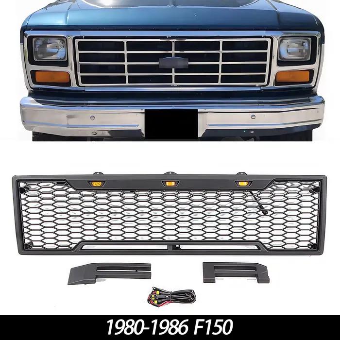 Calandre avant avec lumière pour Ford F150 1980-1986 / 1987-1991 /1992-1996 Grille de course supérie