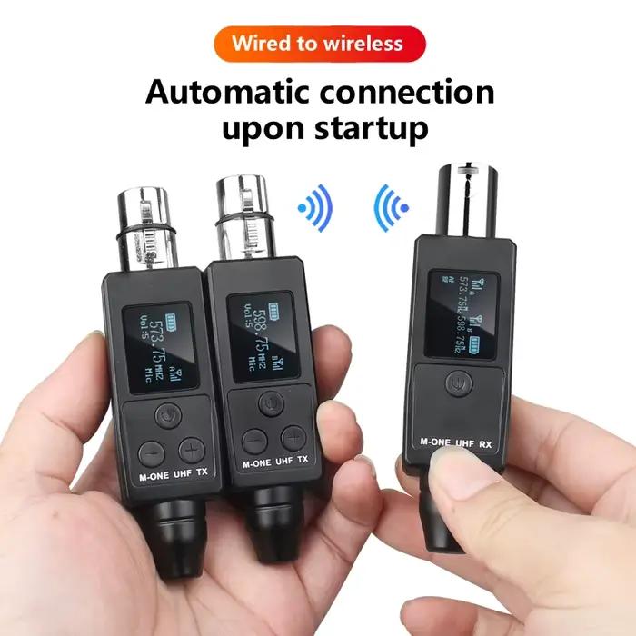 Convertisseur de Microphone sans fil UHF à 2 canaux, transmetteur et récepteur de batterie Rechargea