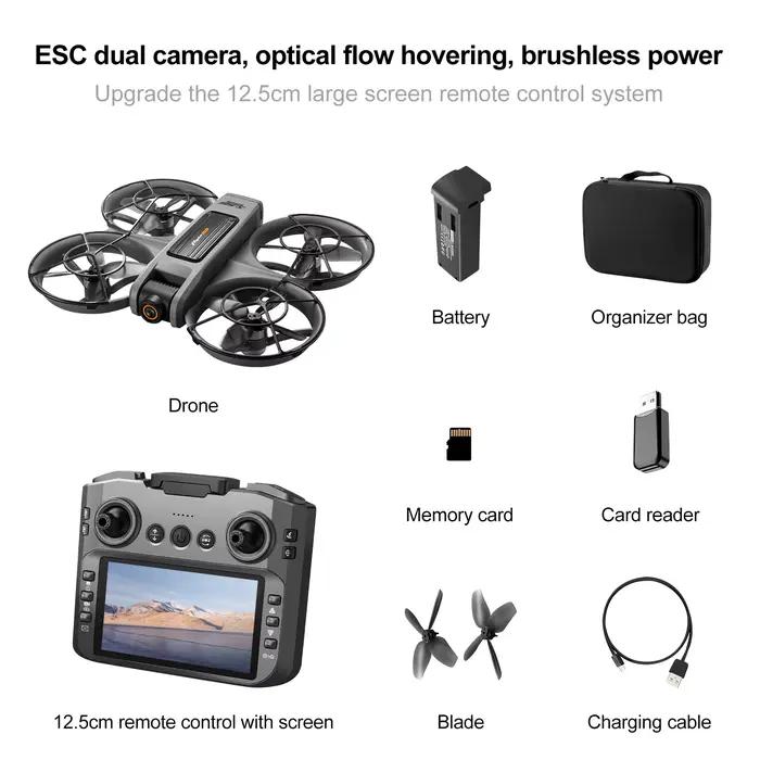 Mini drone à écran S156 avec 90 °   Caméra électrique réglable 8K HD, Drone à flux lumineux WiFi, po