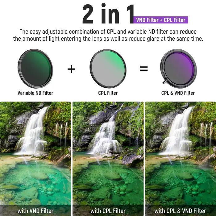 NEEWER Filtre ND variable True Colors ND2-ND32 et CPL, filtre polarisant circulaire et à densité neu