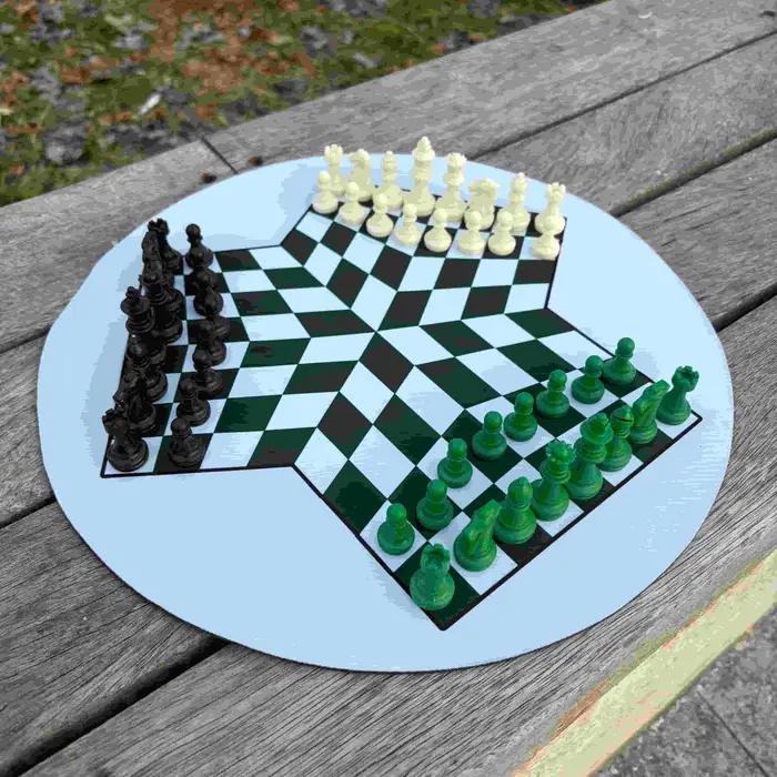 Jeu d'échecs pour 3-4 joueurs, comprenant un tapis d'échecs de 35 cm/13,78 pouces et 48/64 pièces d'