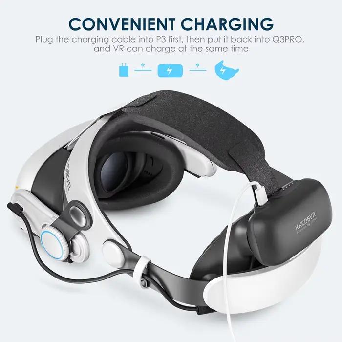 KKCOBVR Q3Pro Halo Elite 10000mAh sangle de tête de batterie avec visage réglable + ventilateur de r