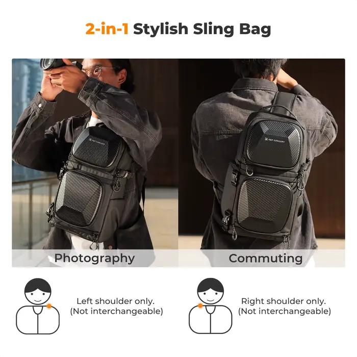 Sac à bandoulière pour appareil photo K&F CONCEPT 10L, sac à dos rigide pour photographes, sac à ban