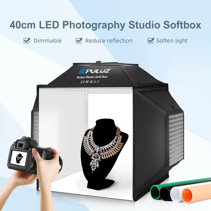 PULUZ 40 cm pliant 72 W 5500 K Studio tente de prise de vue boîte souple Kit d'éclairage de photogra