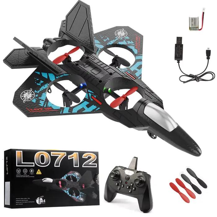 0712 RC avion 2.4G mousse cascadeur RC planeur avec lumières LED Rotation 360 une touche décollage a