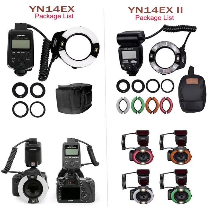 Yongnuo YN14EX II TTL Macro anneau Flash Speedlite lumière LED pour Canon Sony caméra cavité buccale