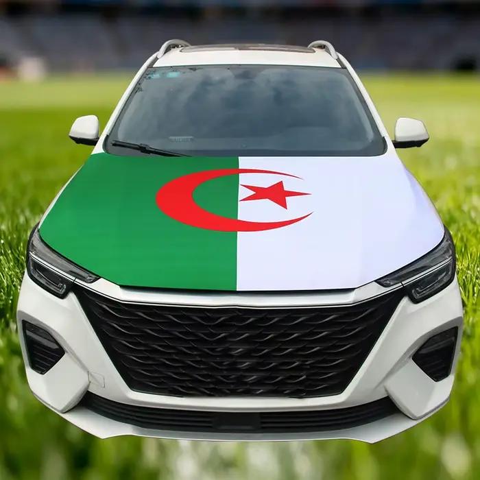 Housse de moteur de voiture avec drapeau national algérien, pour décoration, en tissu élastique, ban