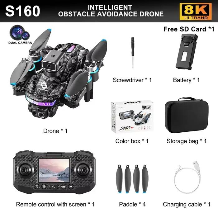 Drone professionnel 4K S160 HD double caméra FPV WIFI avion quadrirotor évitement d'obstacles hauteu