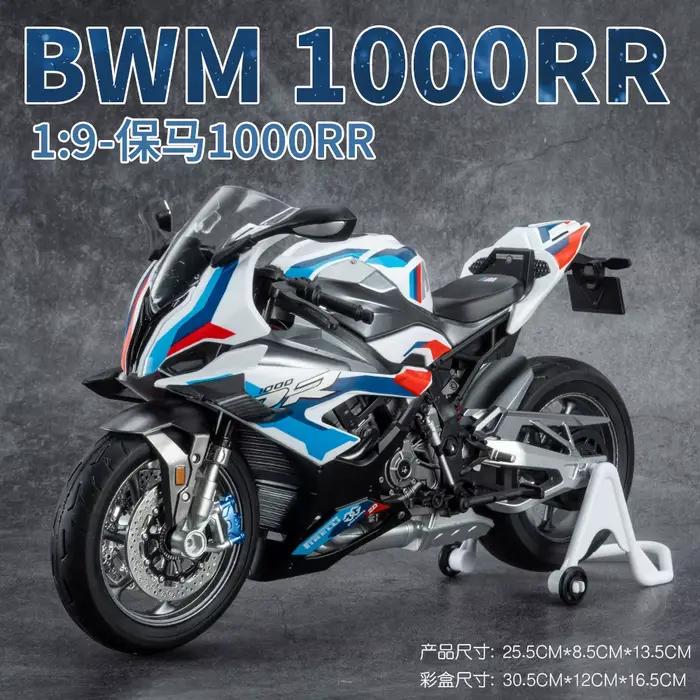 Modèle de moto de course en alliage 1/9 M1000RR S1000RR, moto sportive de rue en métal avec éclairag