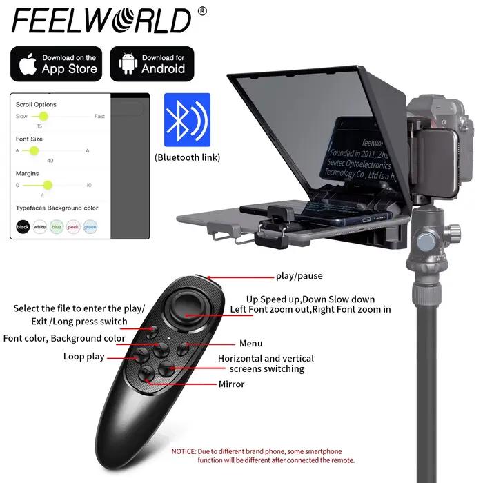 FEELWORLD – téléprompteur Portable TP2A, supporte moins de 8 pouces, prise de vue DSLR, Smartphone/t