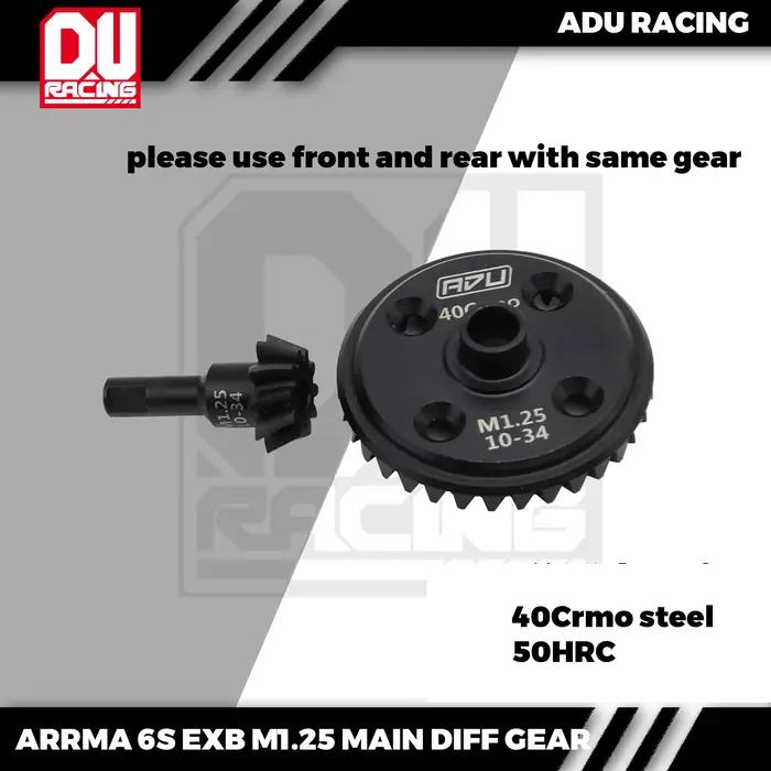 ADU RACING 40CRMO M1.25 STREEL 34t engrenage DIFF principal et engrenage d'entrée 10t pour ARRMA 29M