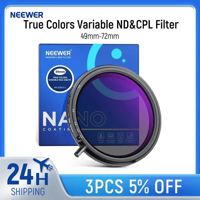 NEEWER Filtre ND variable True Colors ND2-ND32 et CPL, filtre polarisant circulaire et à densité neu