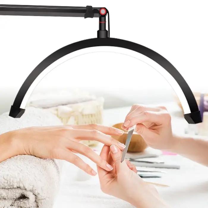 16 pouces LED demi-lune cils lumière température 3000 K-6000 K sol LED anneau lampe pour beauté du v