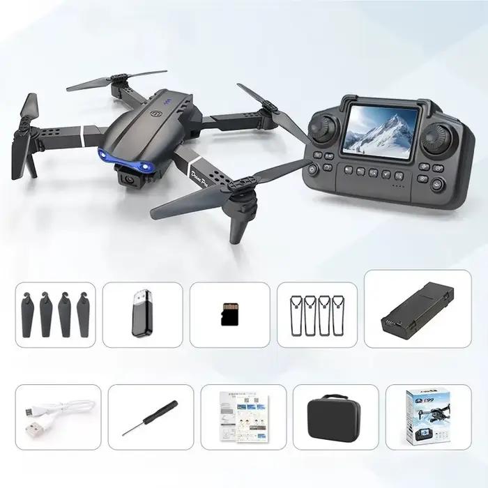 Drone aérien E99 PRO avec contrôle d'écran, avion télécommandé à double caméra haute définition, qua