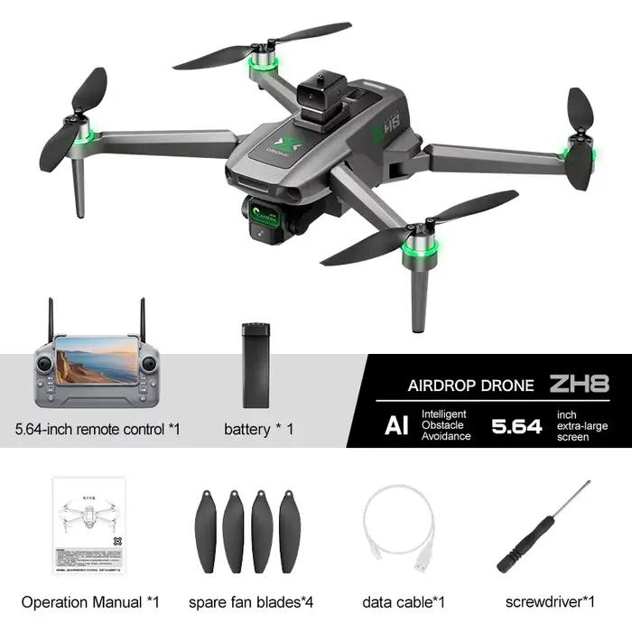 Drone ZH8 avec écran 4,3 pouces, hélicoptère RC à moteur brushless, quadricoptère avec évitement d'o