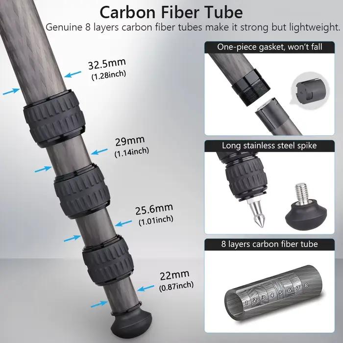 INNOREL-Trépied compact en fibre de carbone avec sac en pierre, CT324C, RapDuty, support de caméra d