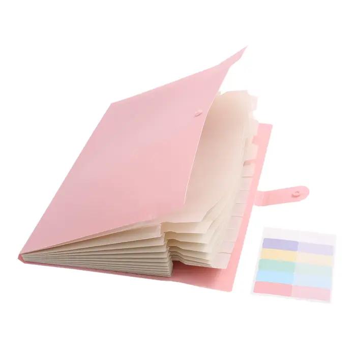 Dossier accordéon, format A4, dossier extensible avec 12 pochettes, dossier couleur macaron avec éti