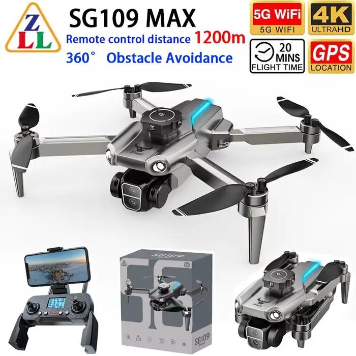 Drone SG109MAX GPS WIFI FPV avec double caméra 4K, photo par geste, 360° °   Quadricoptère télécomma