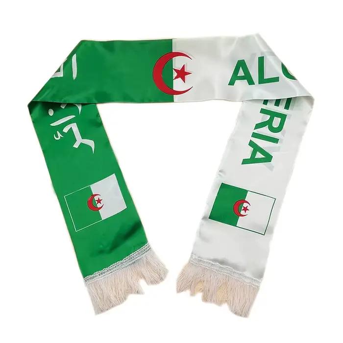 Ahilxemrbrae-Écharpe drapeau algérien personnalisée, écharpe en satin de l'équipe de football, 14x13
